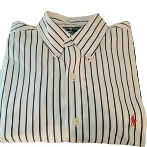 Polo Ralph Lauren Shirt Men's Stripe Sz 16L White Blue